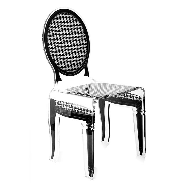 Black and white houndstooth on sale chair