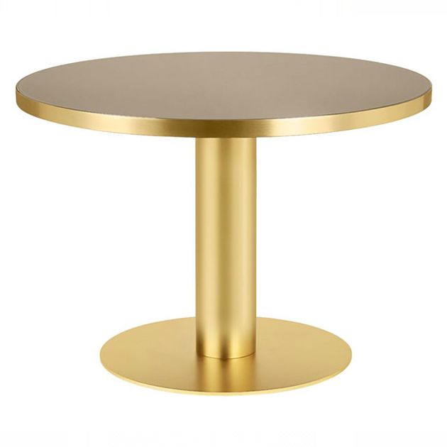 Round dining table brass on sale base
