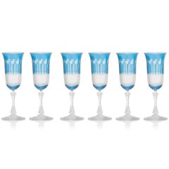 Gurasu - Birds of Paradise - Champagne Flute - Sky Blue (set of 6)