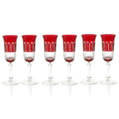 Gurasu - Birds of Paradise -Champagne Flute - Ruby (set of 6)