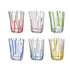 Carlo Moretti  Bora Set of 6 Multicoloured Stripes Glasses