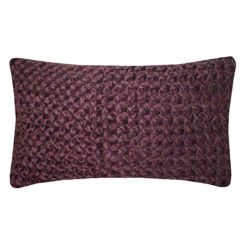 Nitin Goyal Hand Smocked Flower Cotton Velvet Cushion - Eggplant