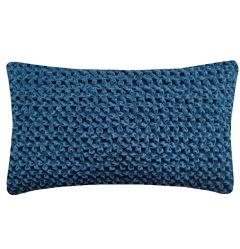 Nitin Goyal Hand Smocked Flower Cotton Velvet Cushion - Teal