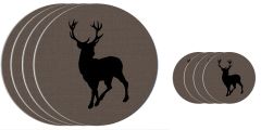 High Gloss Reindeer Place Mats and Coasters in Grey