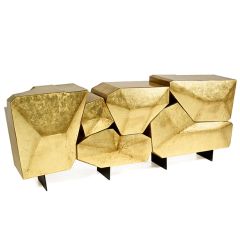 Bat Eye Stone Sideboard in Gold Leaf By Marco Sousa 