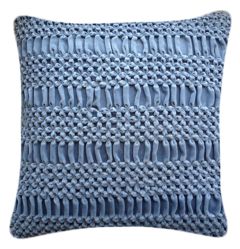 Nitin Goyal Hand Smocked Striped Wave Signature Cushion - Blue