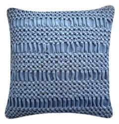 Nitin Goyal Hand Smocked Striped Wave Signature Cushion - Blue
