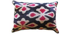 Les-Ottomans Ikat Silk Velvet Patterned Pillow V01