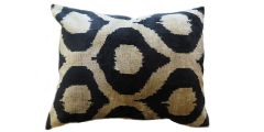Les-Ottomans Ikat Silk Velvet Patterned Pillow V15