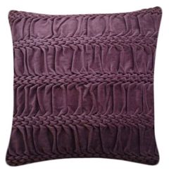 Nitin Goyal Hand Smocked Striped Wave Signature Cushion - EggPlant