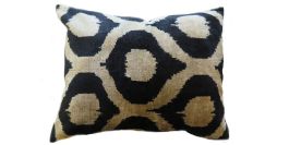 Les-Ottomans ikat-print velvet cushion - Blue